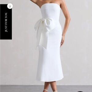 CLUB L LONDON TO ME WHITE BANDEAU MIDI DRESS WITH OVERSIZED BOW. Size US 4